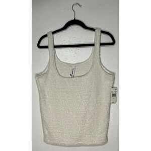 Steve Madden Fuzzy XL White Textured Sleeveless Sweater Tank Top Minimalist Cozy